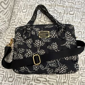 Marc Jacobs Black and White Leaf Print Crossbody Bag